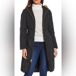 Cole Haan Signature Women's Hooded Long Taffeta Down Jacket- JC1